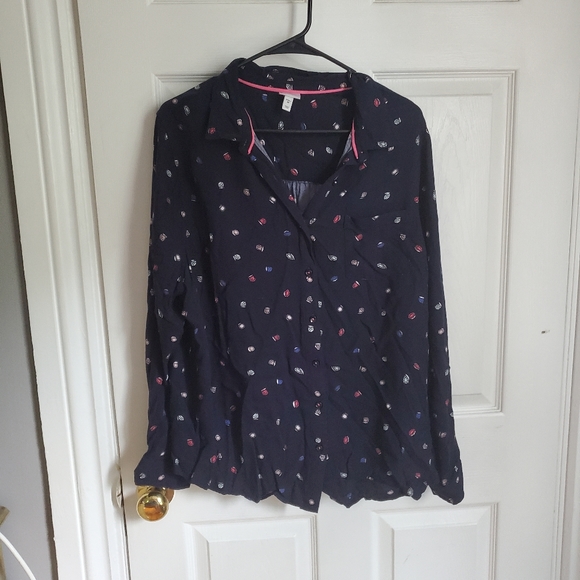 Patterned Navy Blouse - Picture 2 of 6